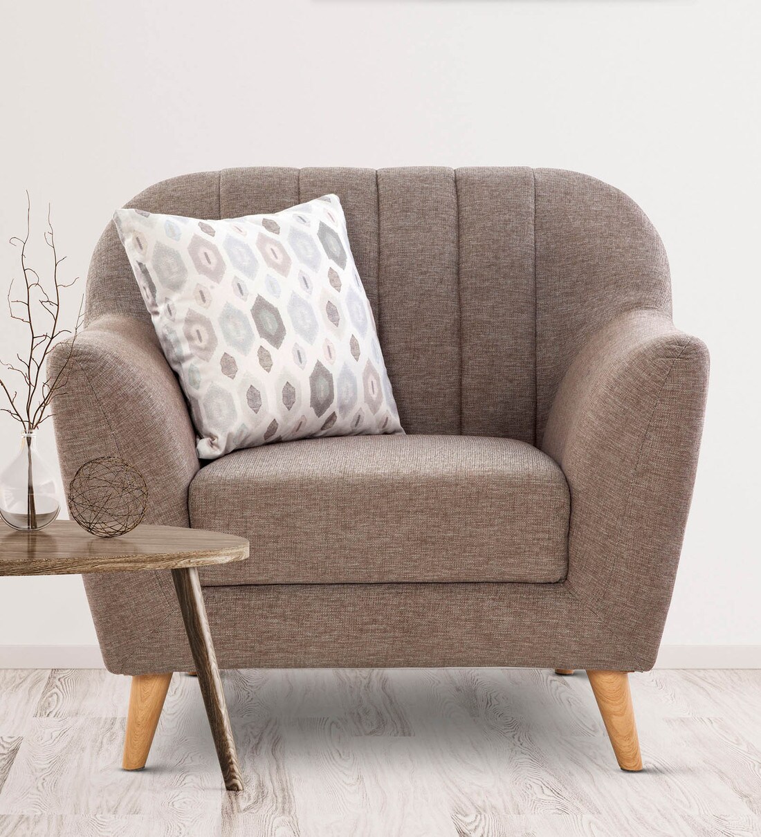 Buy Antalya 1 Seater Sofa In Light Brown Colour By Urban Living Online