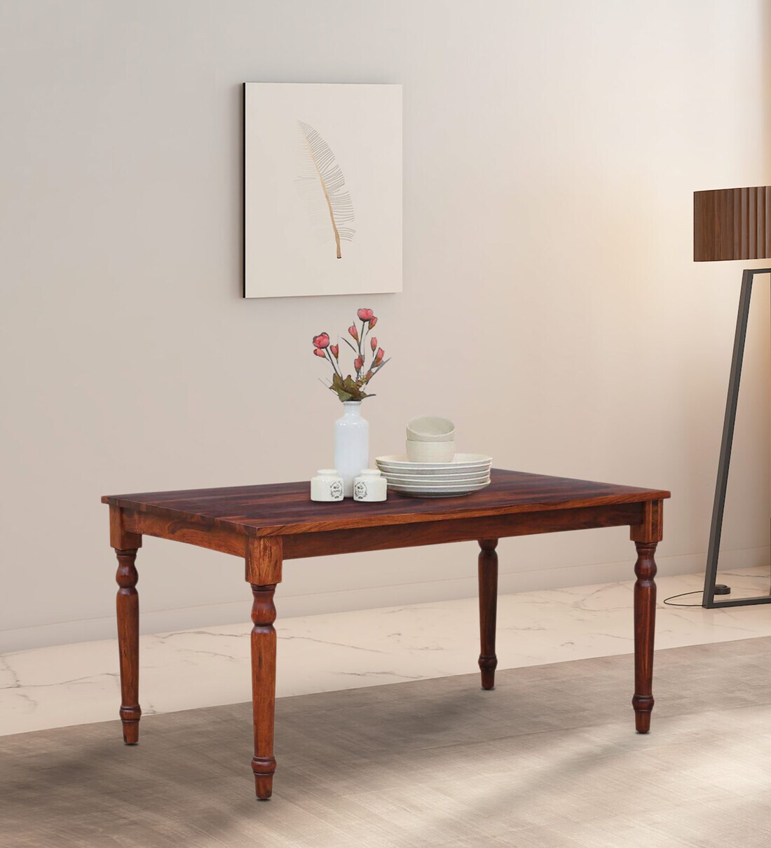 Buy Antara Sheesham Wood 6 Seater Dining Table in Scratch Resistant