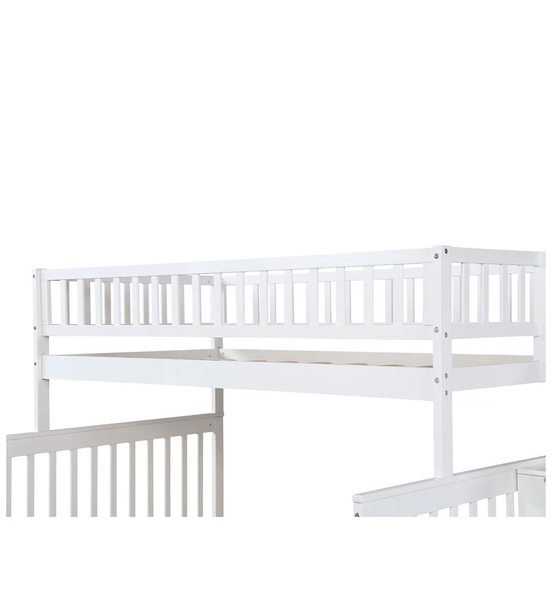 Buy Farmhouse Pine Wood Trundle Bunk Bed in White CasaCraft By