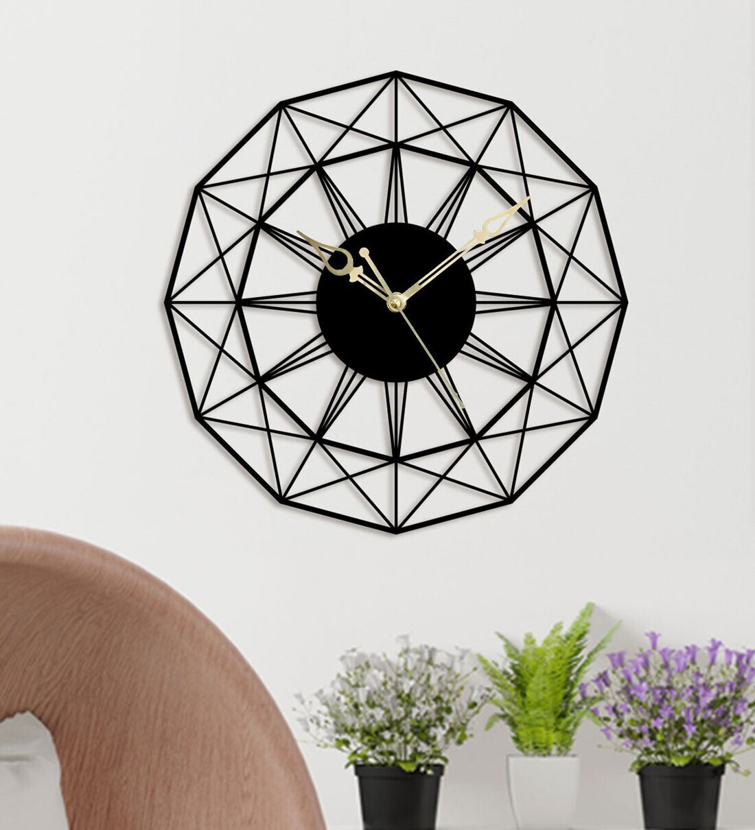 Buy Antique Black Geometric Iron Wall Clock By The Next Decor Online