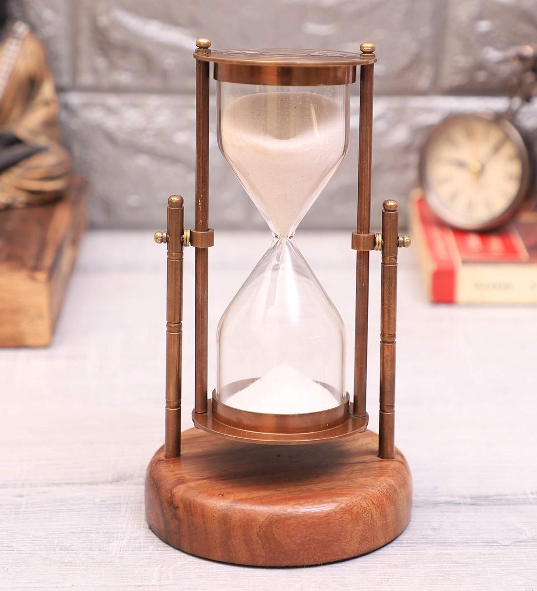 Buy Antique Brass Hanging Wood Sand Timer By Exim Decor Online Hour Glasses Nautical Decor 6156