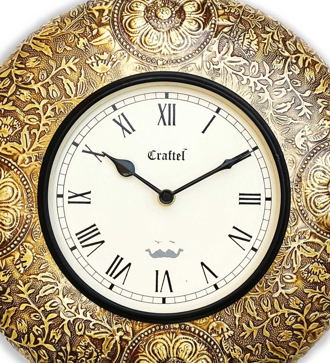 Buy Gold Brass Analog Wall Clock by Craftel Online Traditional Wall