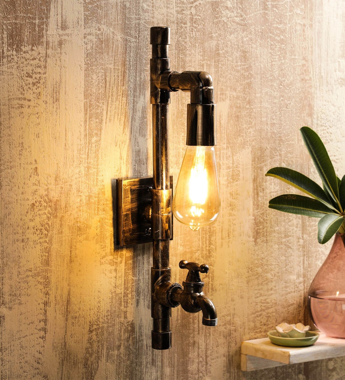 Buy Gold Metal Wall Sconces By Decorativeray Online Novelty Wall Sconces Wall Lights Lamps Lighting Pepperfry Product