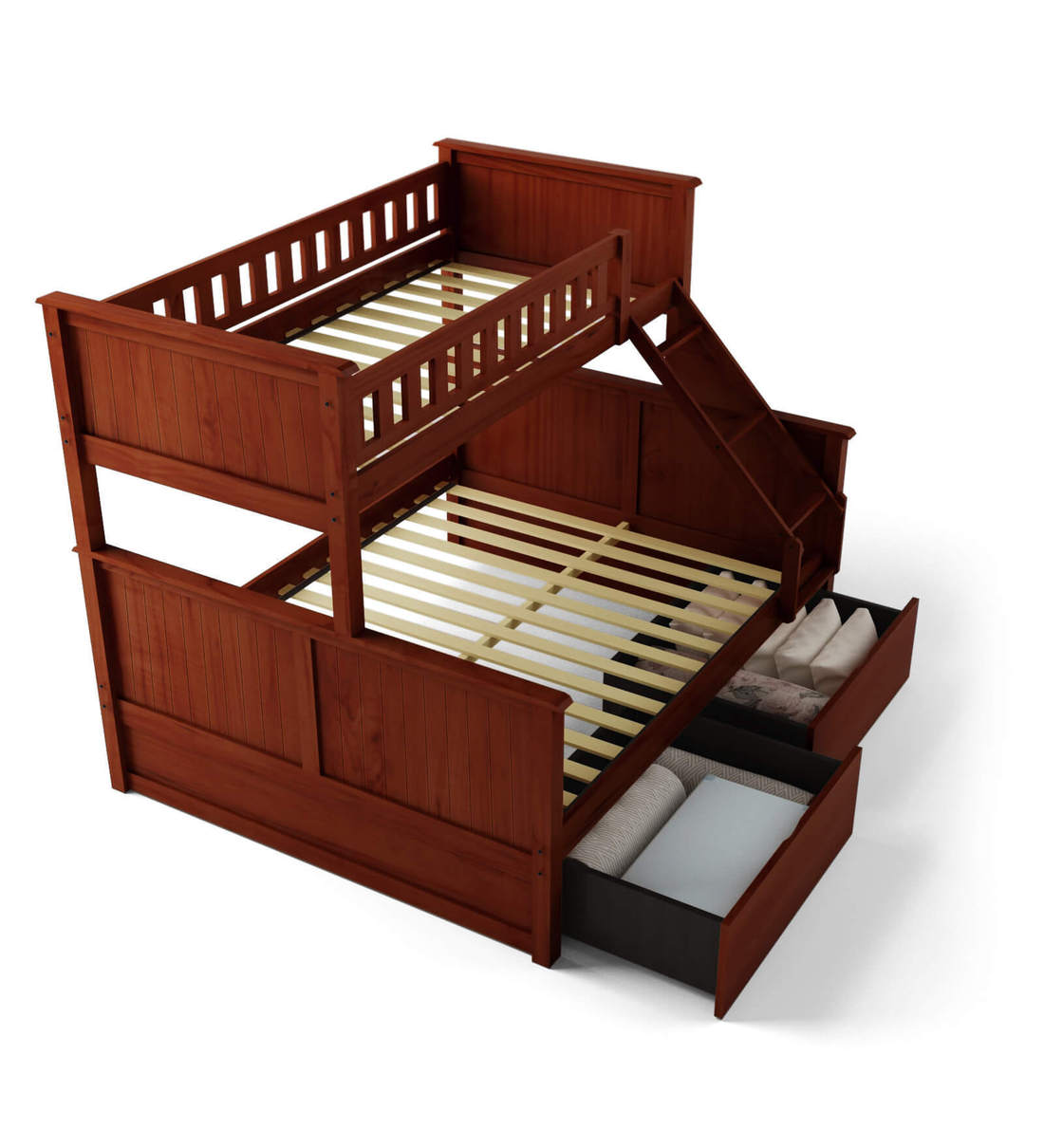 Buy Antonia Bunk Bed (Single & Queen) with Drawer Storage in Walnut