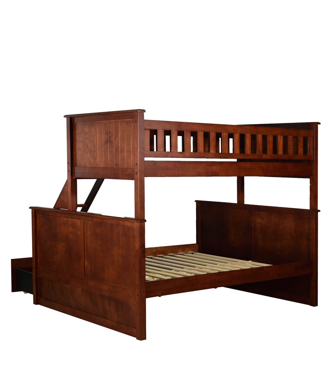 Buy Antonia Bunk Bed (Single & Queen) with Drawer Storage in Walnut