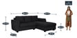 Andres Fabric LHS Sectional Sofa (2 + Lounger) In Charcoal Grey Colour