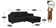 Andres Fabric LHS Sectional Sofa (2 + Lounger) In Charcoal Grey Colour