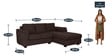 Andres Fabric LHS Sectional Sofa (2 + Lounger) In Chestnut Brown Colour