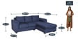 Andres Fabric LHS Sectional Sofa (2 + Lounger) In Navy Blue Colour