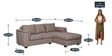 Andres Fabric LHS Sectional Sofa (2 + Lounger) In Sandy Brown Colour