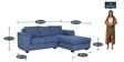 Andres Fabric LHS Sectional Sofa (2 + Lounger) With Lounger In Denim Blue Colour