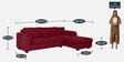 Andres Fabric LHS Sectional Sofa (3 + Lounger) In Garnet Red Colour