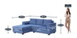 Andres Fabric RHS Sectional Sofa (2 + Lounger) in Denim Blue Colour