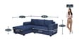 Andres Fabric RHS Sectional Sofa (2 + Lounger) in Navy Blue Colour