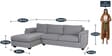 Andres Fabric RHS Sectional Sofa (3 + Lounger) in Ash Grey Colour