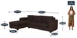 Andres Fabric RHS Sectional Sofa (3 + Lounger) in Chestnut Brown Colour