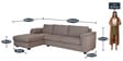 Andres Fabric RHS Sectional Sofa (3 + Lounger) in Sandy Brown Colour