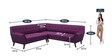 Annabel Fabric Corner Sofa in Dark Purple Colour in C Shape