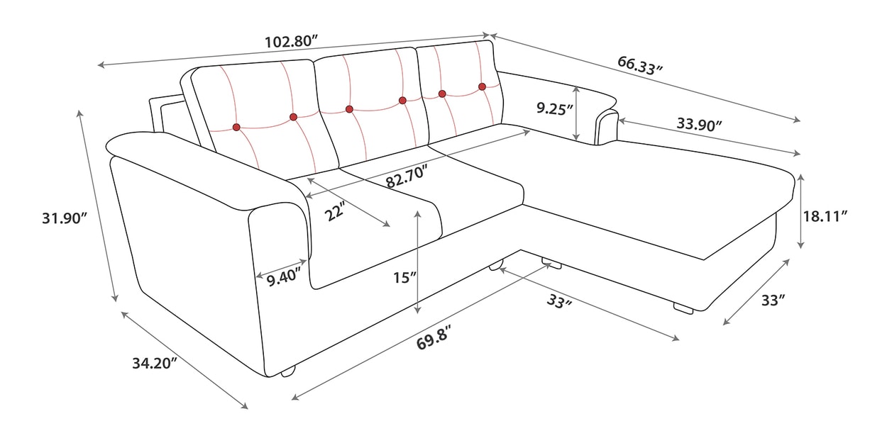 Lounger Sofa Dimensions Baci Living Room