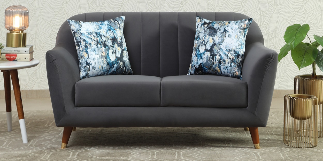Buy Antalya Velvet 2 Seater Sofa in Graphite Grey Colour by Urban