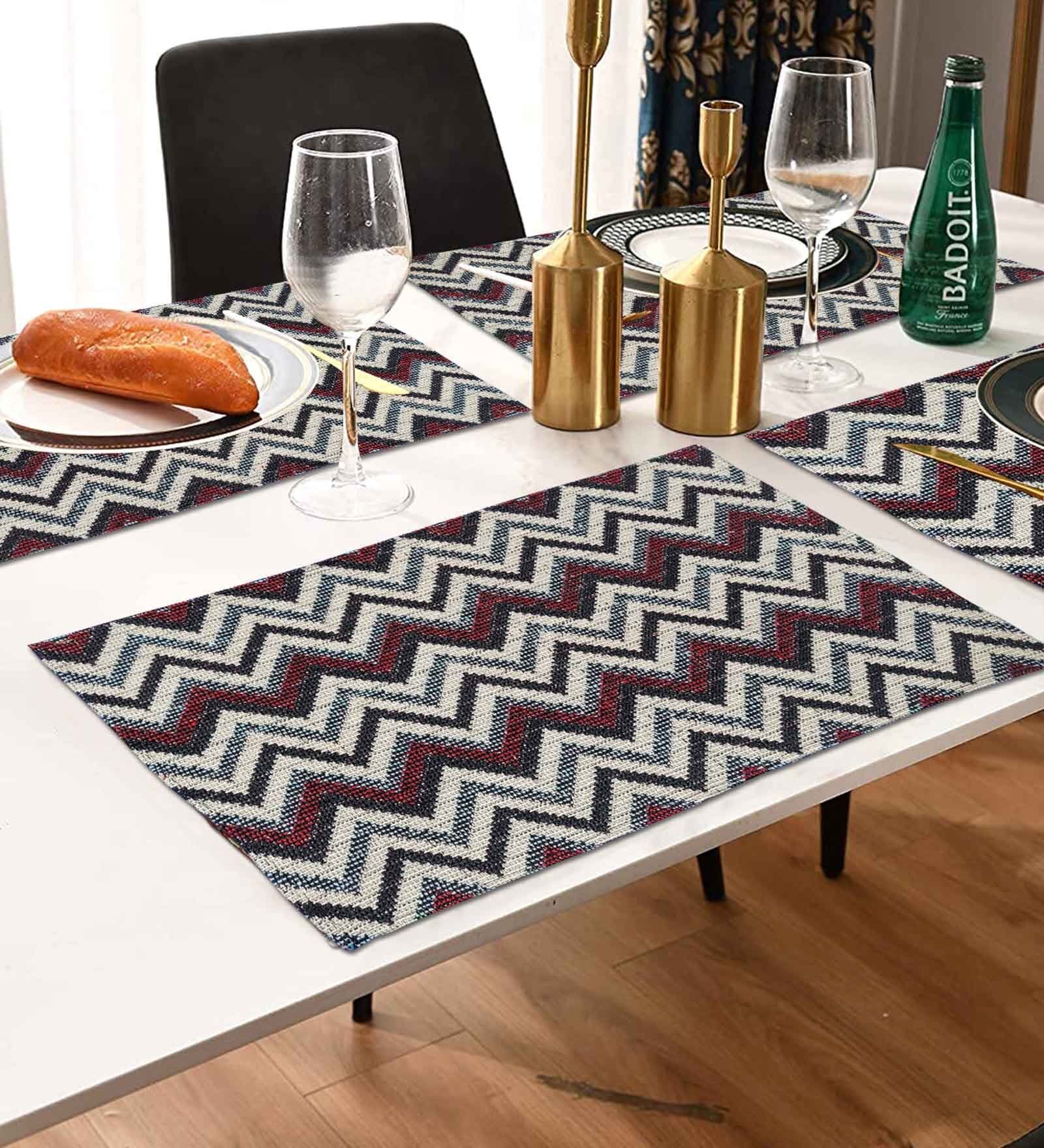 Brown (13 x 18 Inches) Cotton Geometric (Set of 4) Placemat