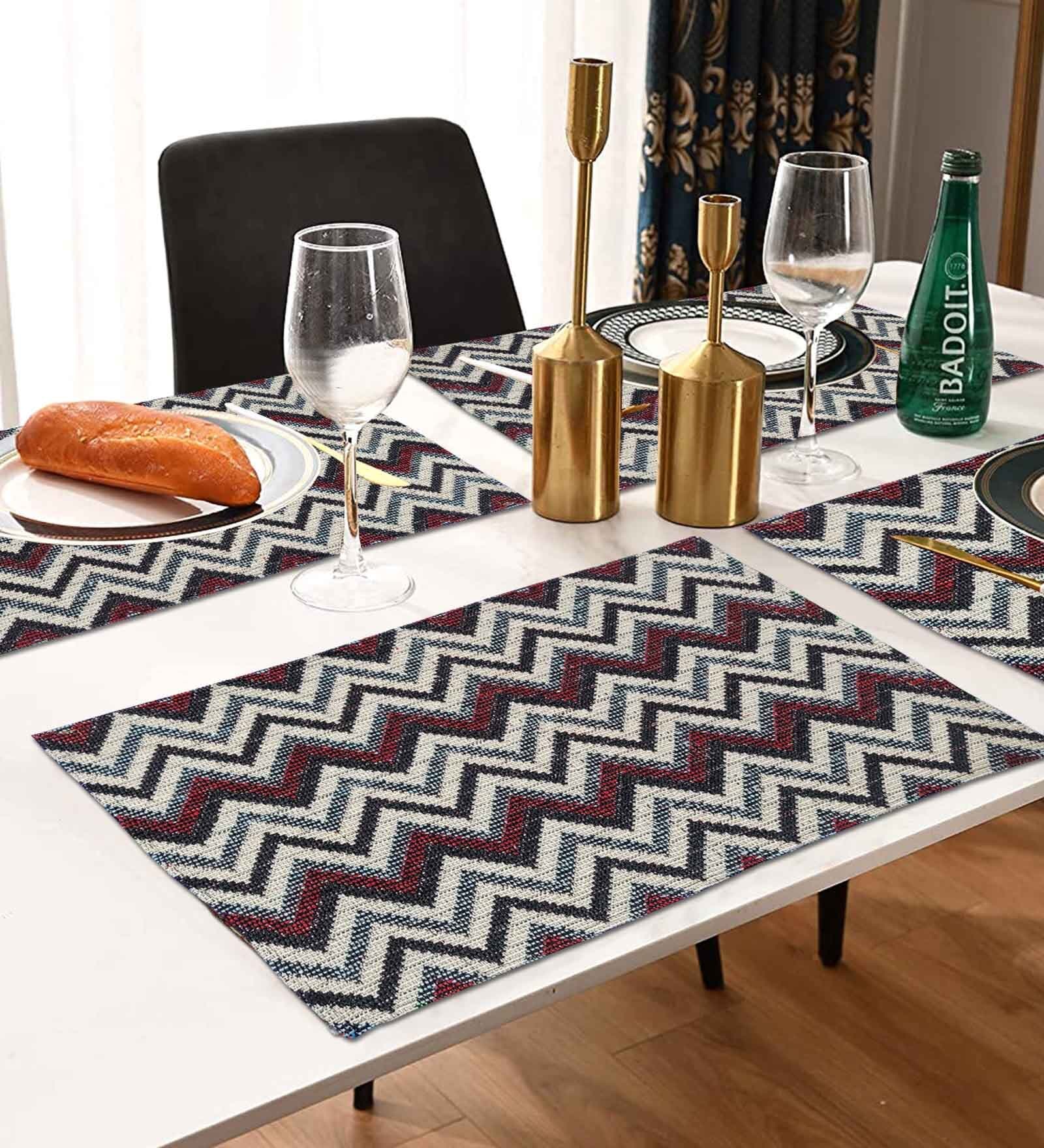 Brown (13 x 18 Inches) Cotton Geometric (Set of 6) Placemat