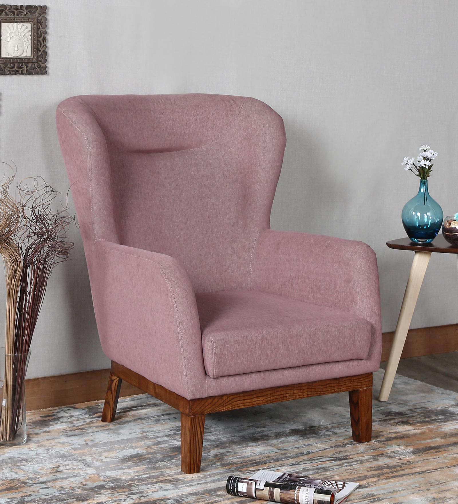 Ana Wing Chair in Light Pink Colour Ana Wing Chair in Light Pink Colour