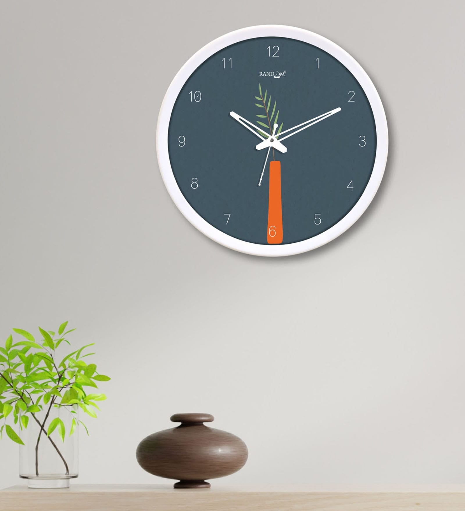Grey Plastic Analogue Modern Wall Clock