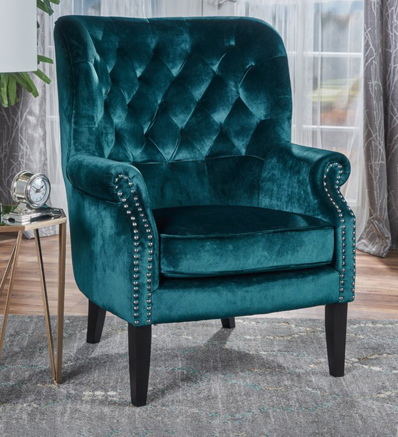 Anamaria Wingback Lounge Chair in Light Blue Colours Anamaria Wingback Lounge Chair in Light Blue Colours