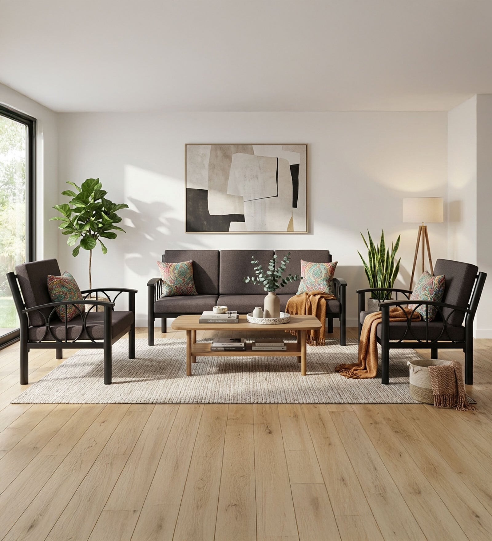 Ananta Sofa Set (3+1+1) In Brown Colour