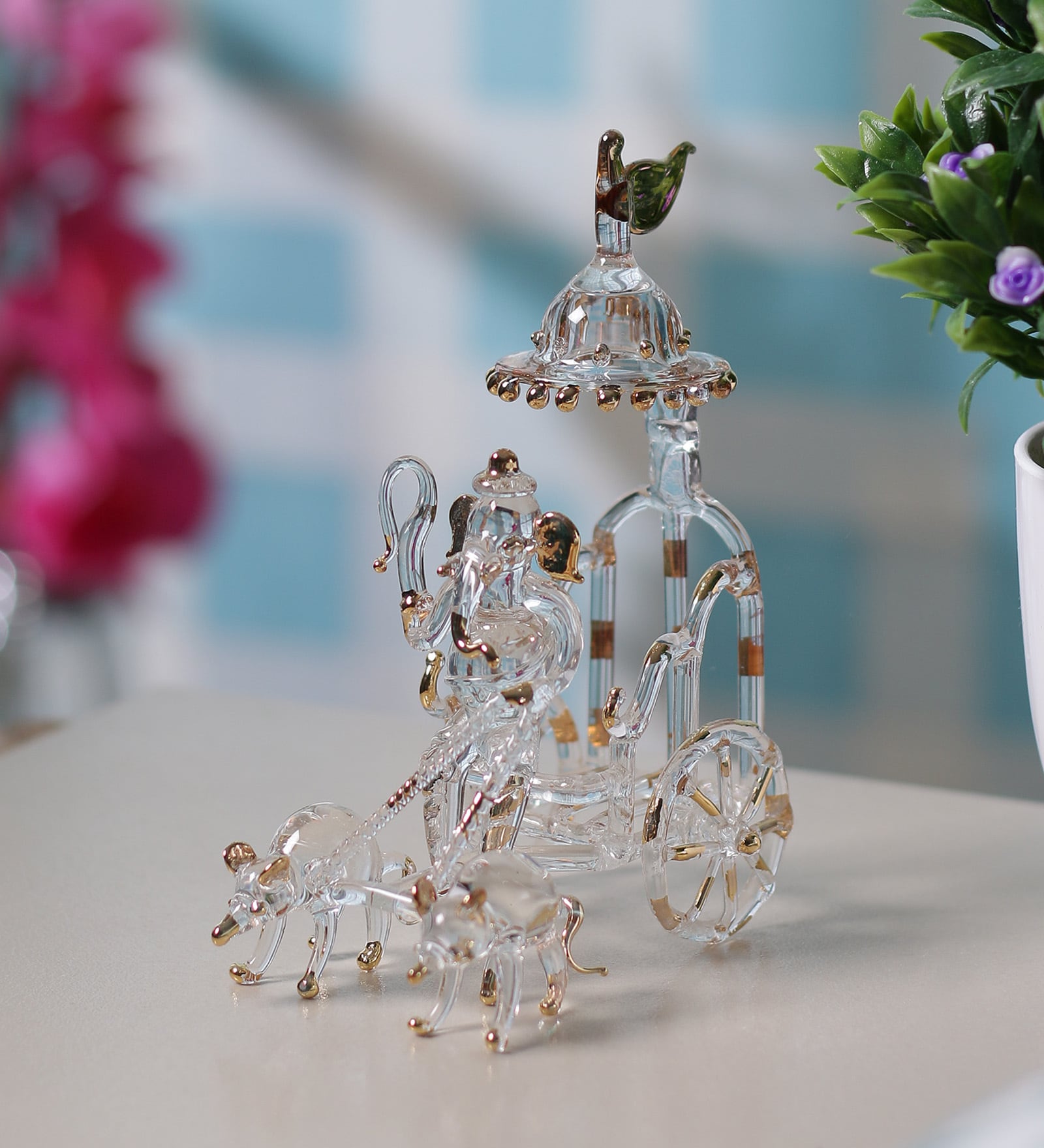 Buy Transparent Crystal Chuha Rath Ganesha God Idol by Anasa Online ...