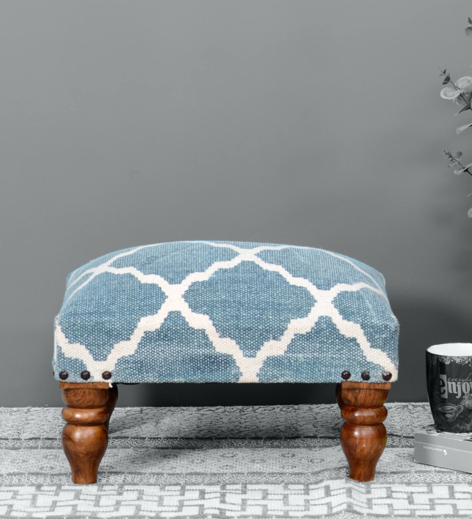 Anaya Foot Stool in Green Colour