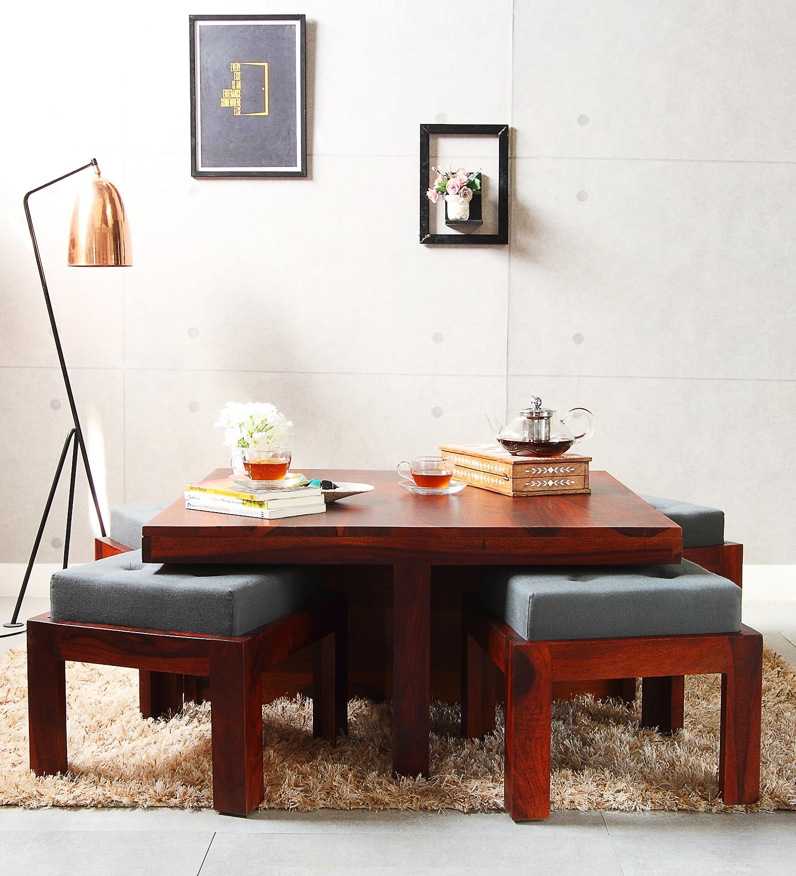 Buy Regina Coffee Table Set in Honey Oak Finish by Woodsworth Online Contemporary Coffee