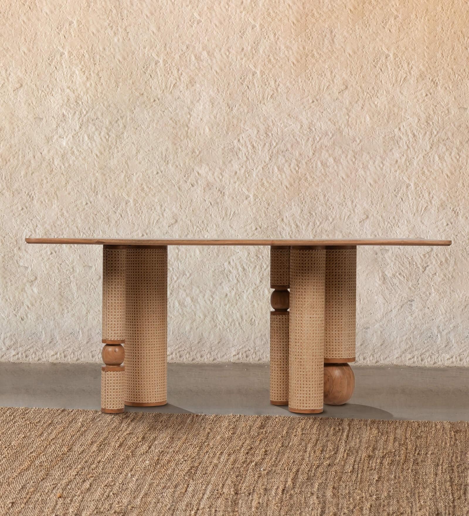 Andaman Baratang Solid Wood Rectangle 6 Seater Dining Table In Natural Finish