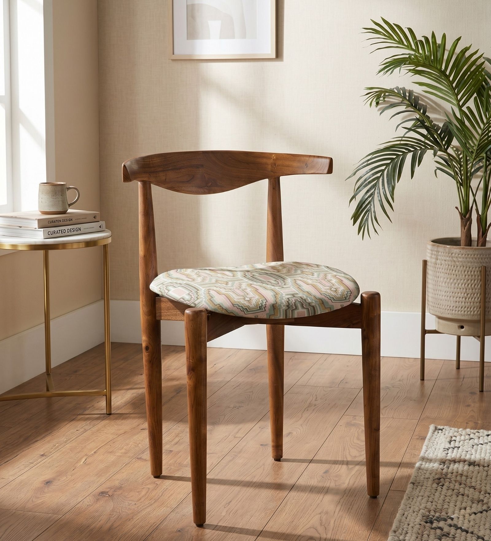 Andaman Dining Chair In Printed Neutral Colour