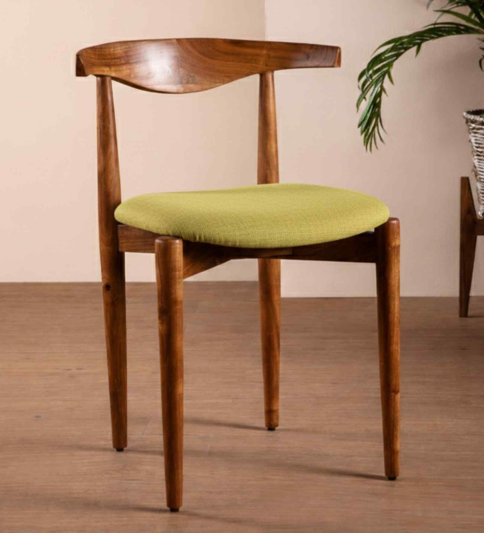 Andaman Natural Teak Wood Dining Chair in Yellow Color