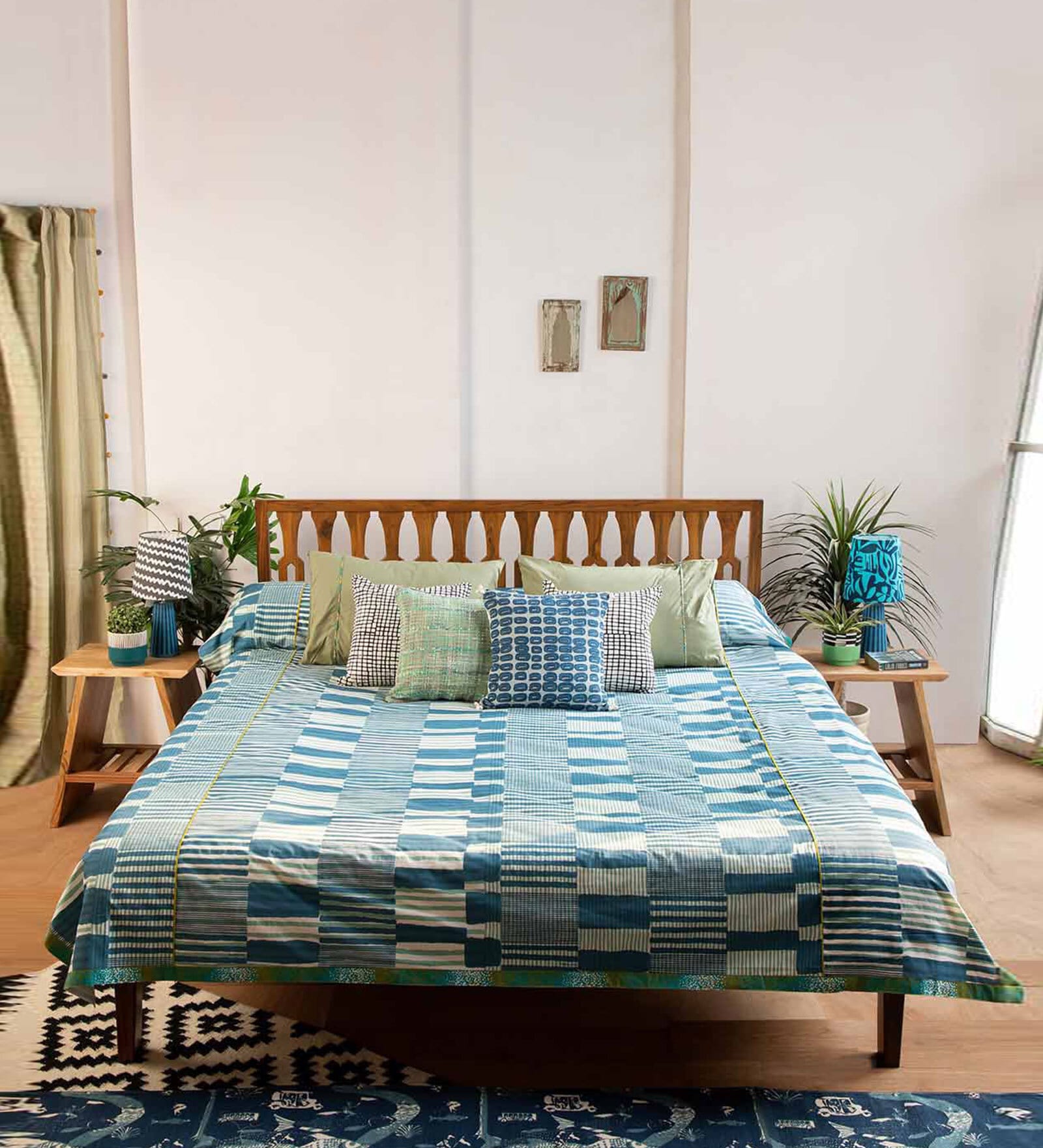 Andaman Teak Queen Bed In Natural Colour