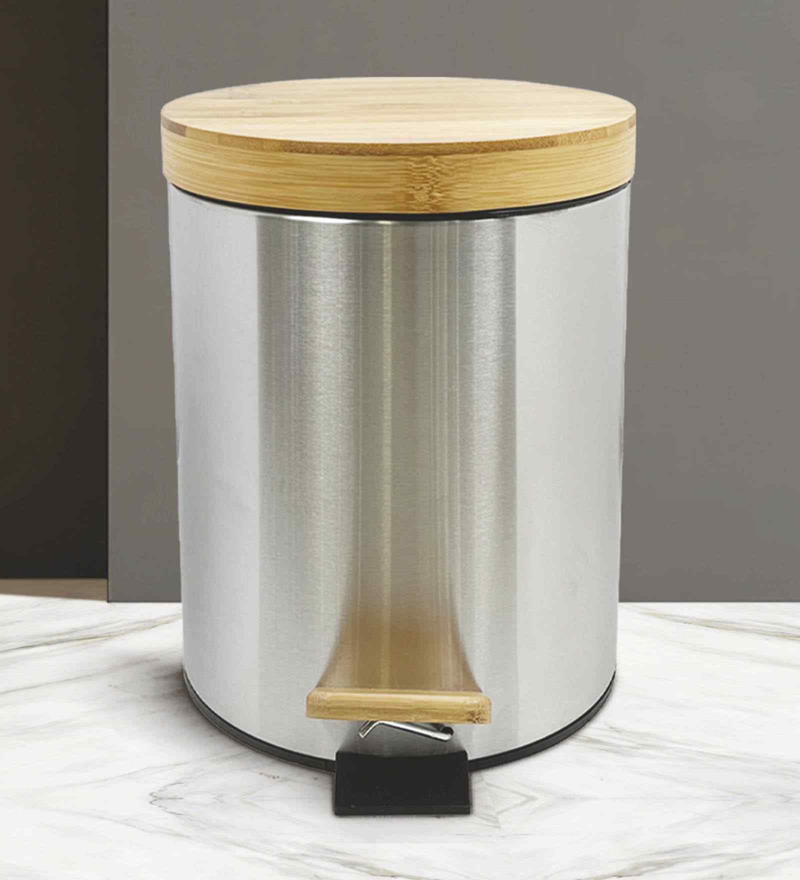 ANDAZ 6930 Bamboo Lid Step Bin Metallic