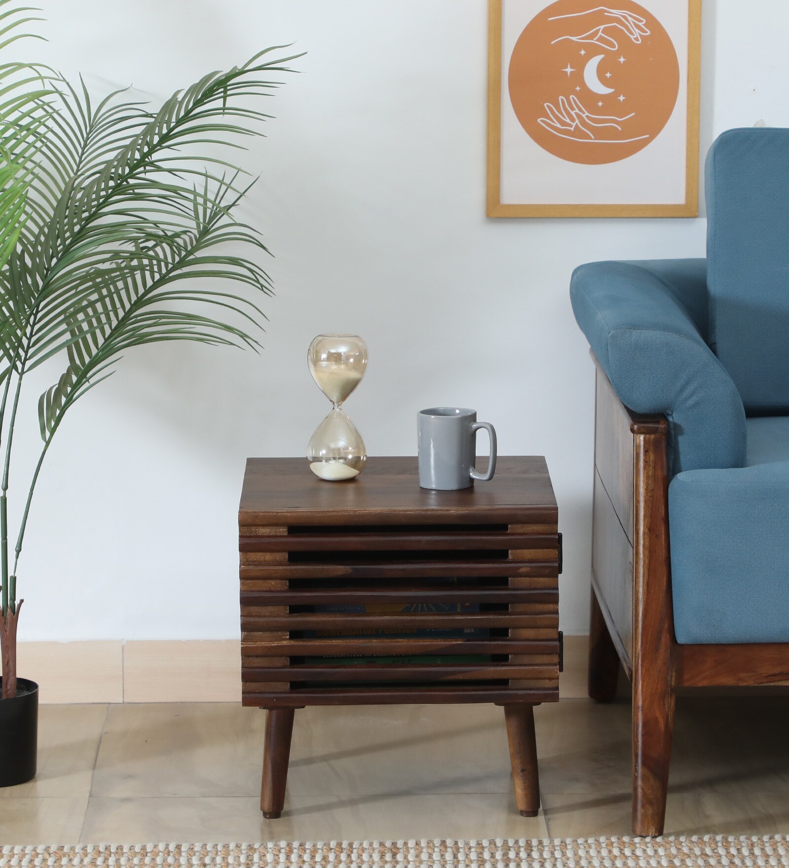 Andorra Sheesham Wood Bed Side Table In Scratch Resistant Provincial Teak Finish