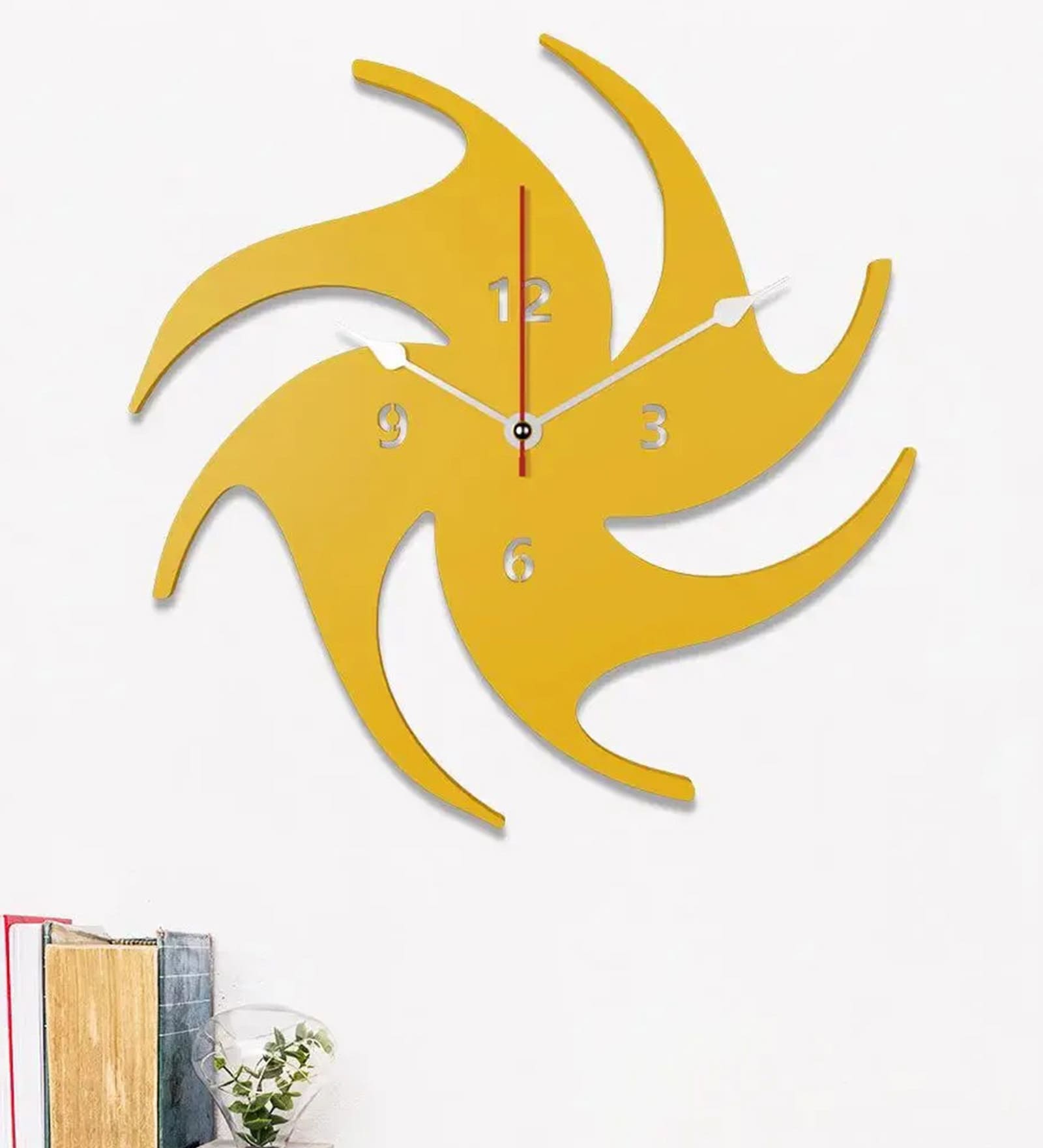 Andr s Engineered Wood Yellow Wall Clock
