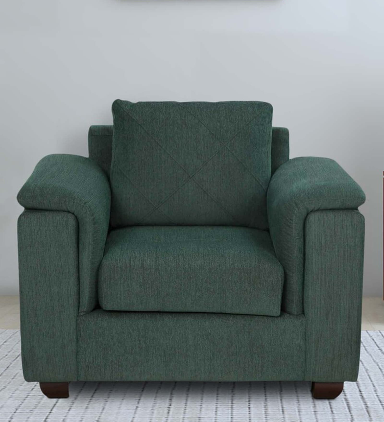 Andres Fabric 1 Seater Sofa In Green Colour