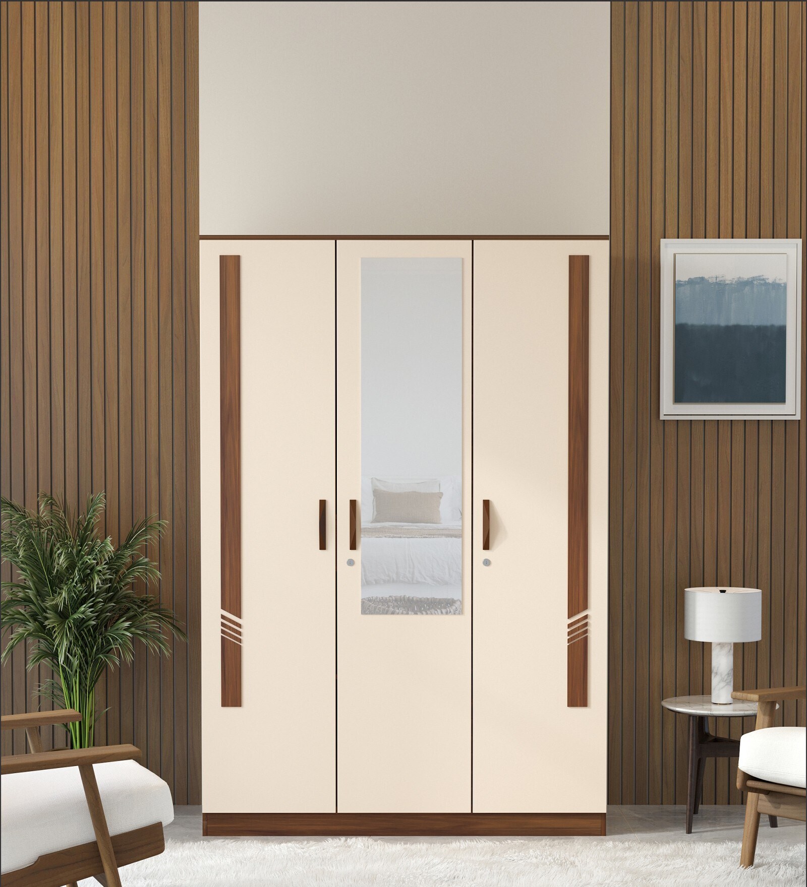Andrie 3 Door Wardrobe In Dual Finish