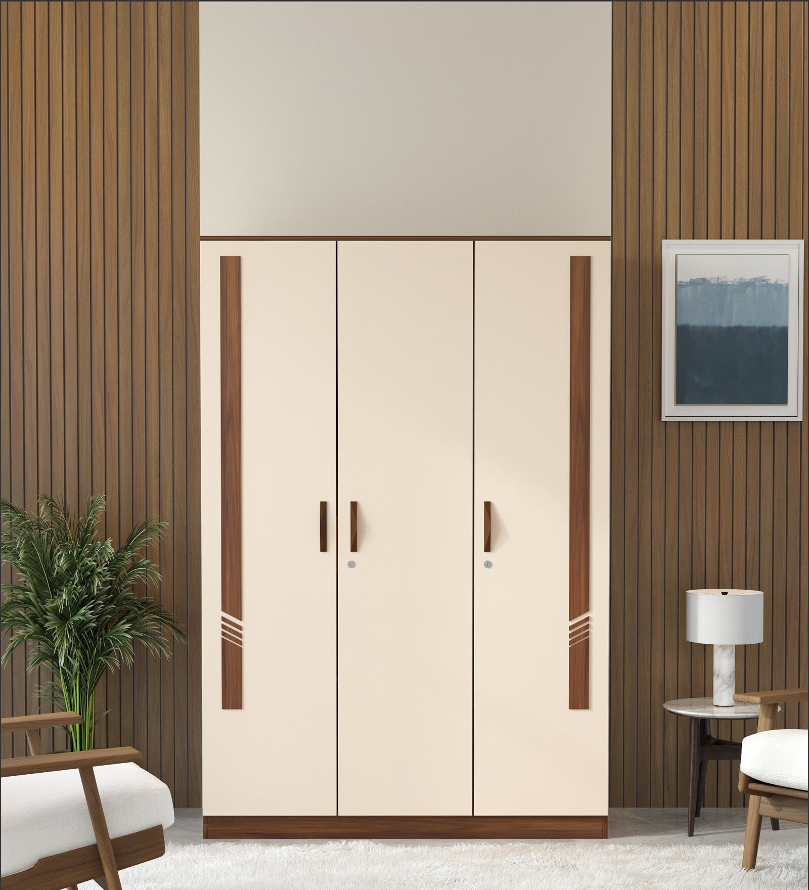 Andrie 3 Door Wardrobe In Dual Finish