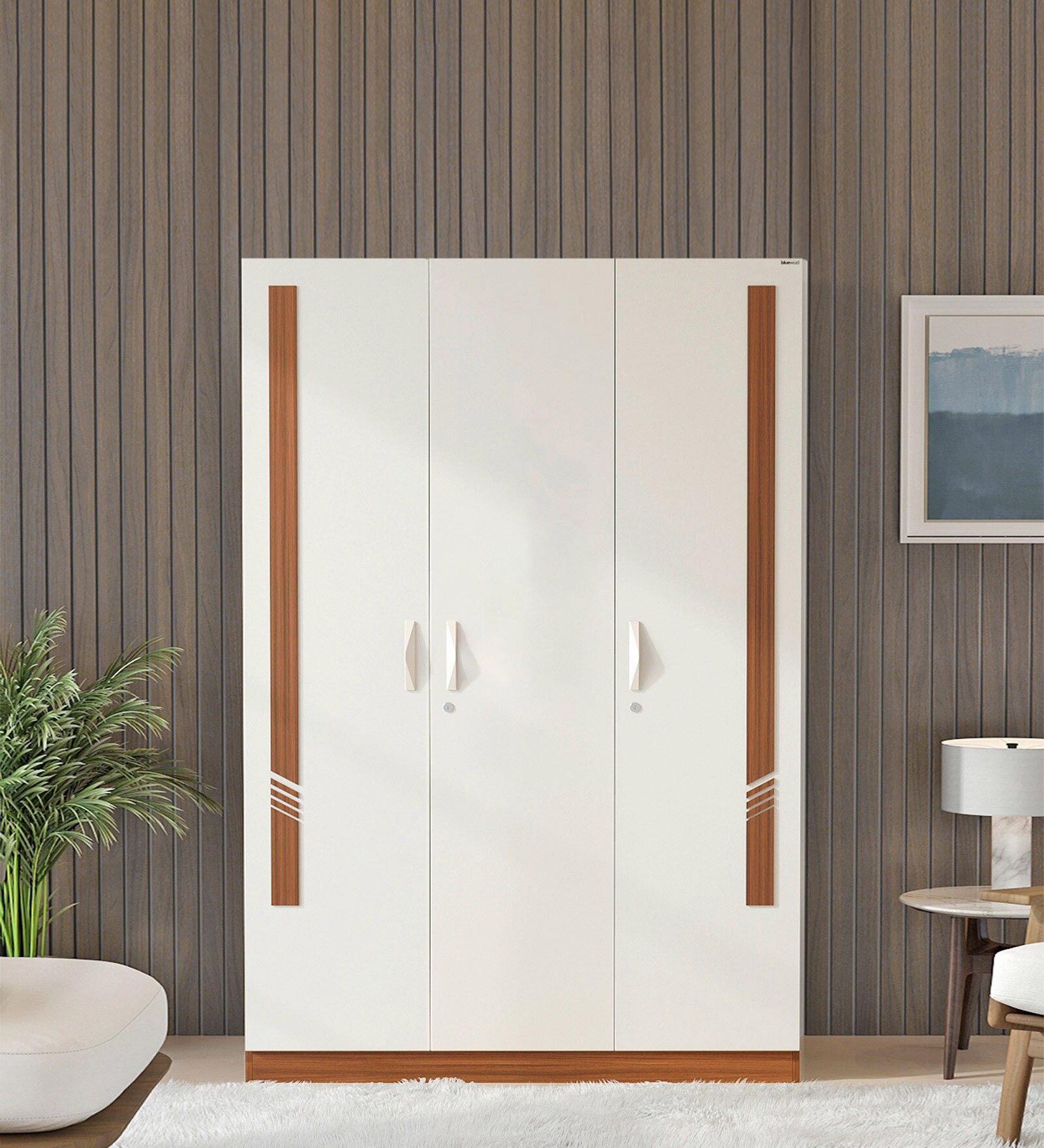 Buy Andrie 3 Door Wardrobe in Walnut & White Finish at 23 OFF by
