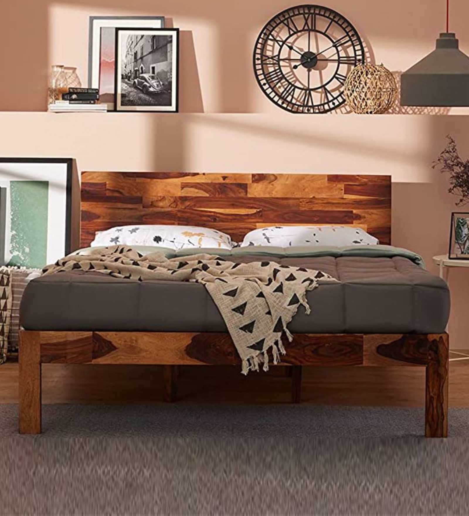 Andromeda Queen Size Bed in Natural Finish