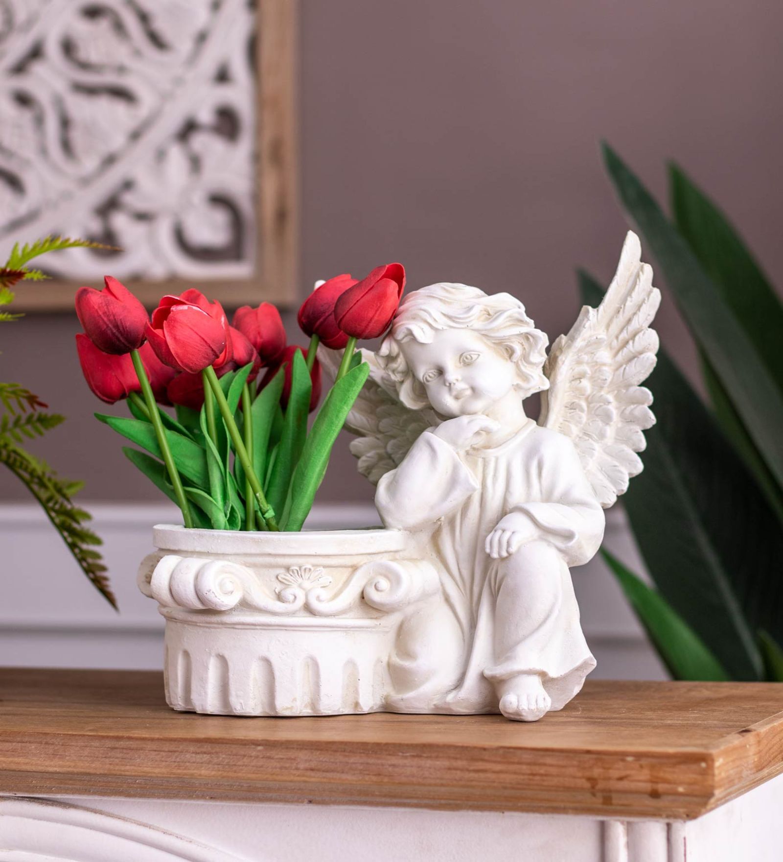 Angel Cherub Multicolour Resin Sculptures