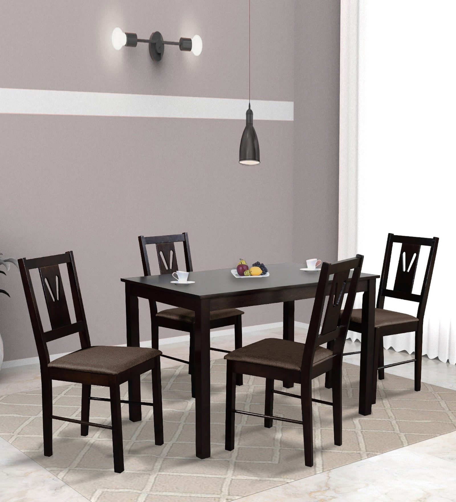 Angelia 4 Seater Dining Set in Wenge Finish
