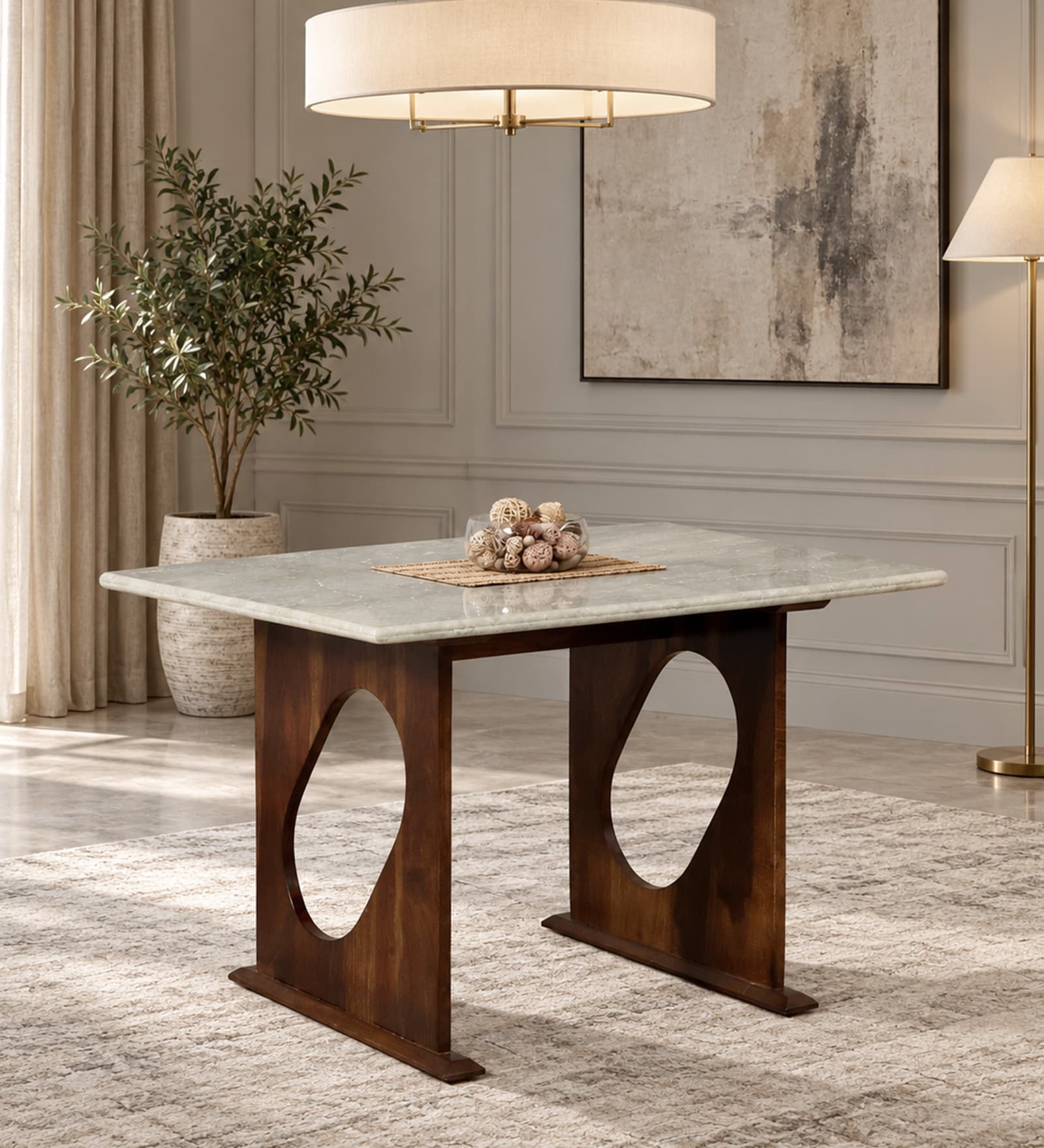 Anglet Sheesham Wood 4 Seater Dining Table In Scratch Resistant Provincial Teak Finish  With Bottochino Top