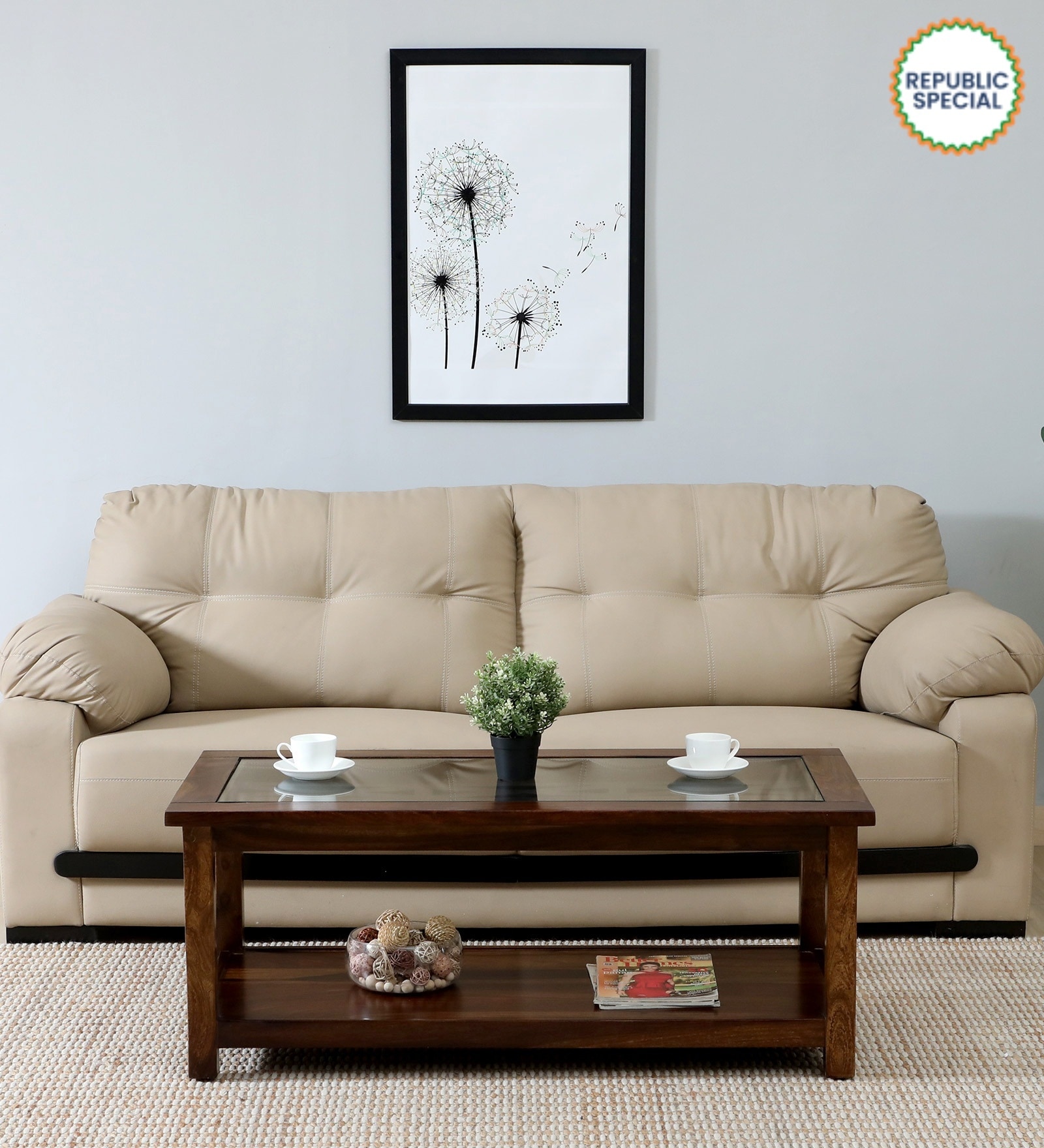 Anglet Sheesham Wood Coffee Table In Scratch Resistant Provincial Teak Finish