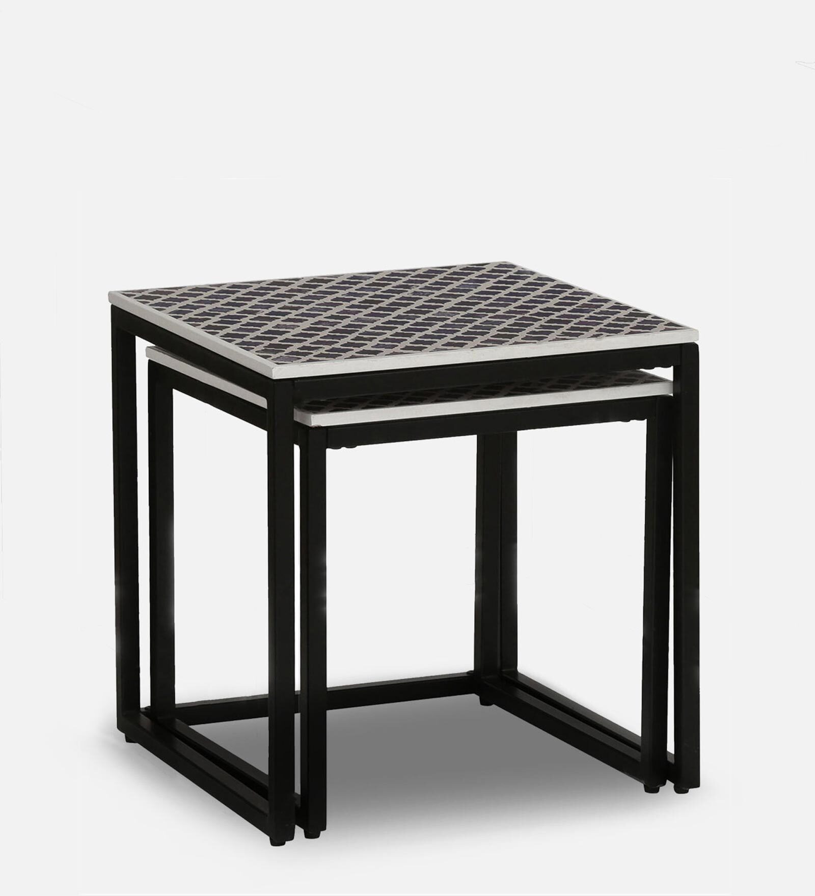 Angola Metal Nest Of Tables (Set Of 2) In Black Colour